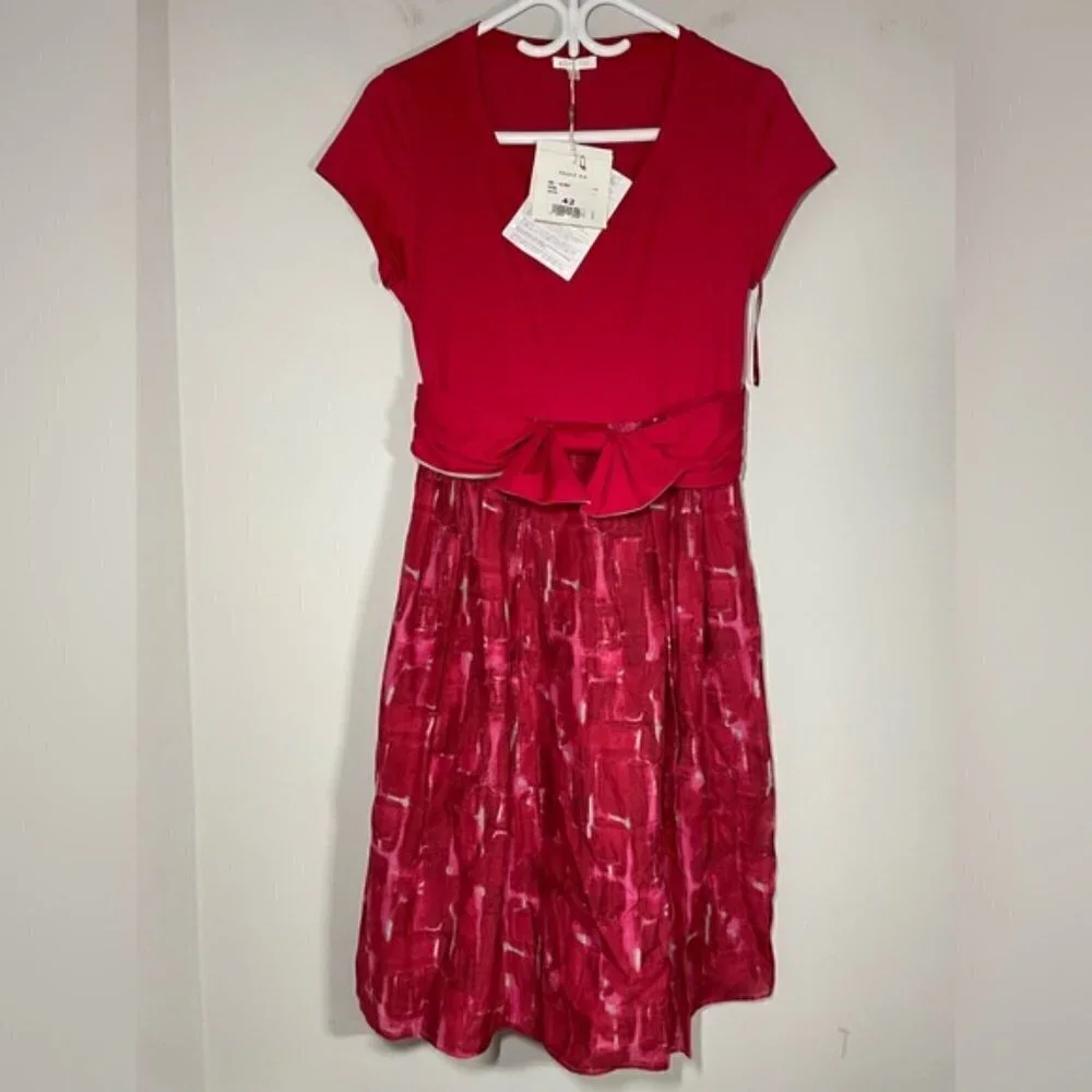 NWT Paule Ka Paris Red Silk Bow Dress size 42 - Picture 5 of 9